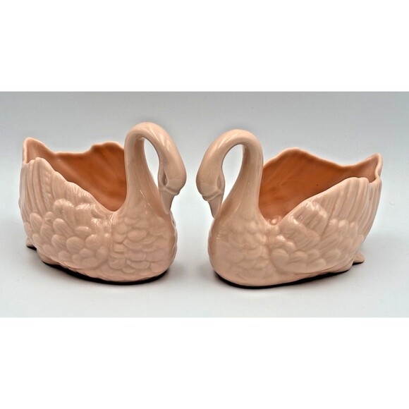 2 Lenox Pink Porcelain Swan Trinket Ring Dish 4.5" x 3" Vintage 1970's Set MCM - Picture 2 of 11